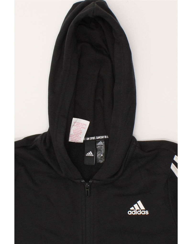 ADIDAS Boys Zip Hoodie Sweater 13-14 Years Black Cotton | Vintage Adidas | Thrift | Second-Hand Adidas | Used Clothing | Messina Hembry 