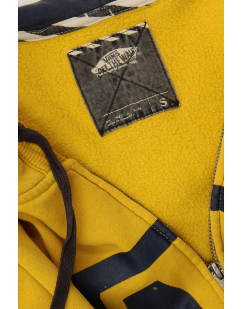 VANS Mens Graphic Zip Hoodie Sweater Small Yellow Cotton Vintage Vans and Second-Hand Vans from Messina Hembry 