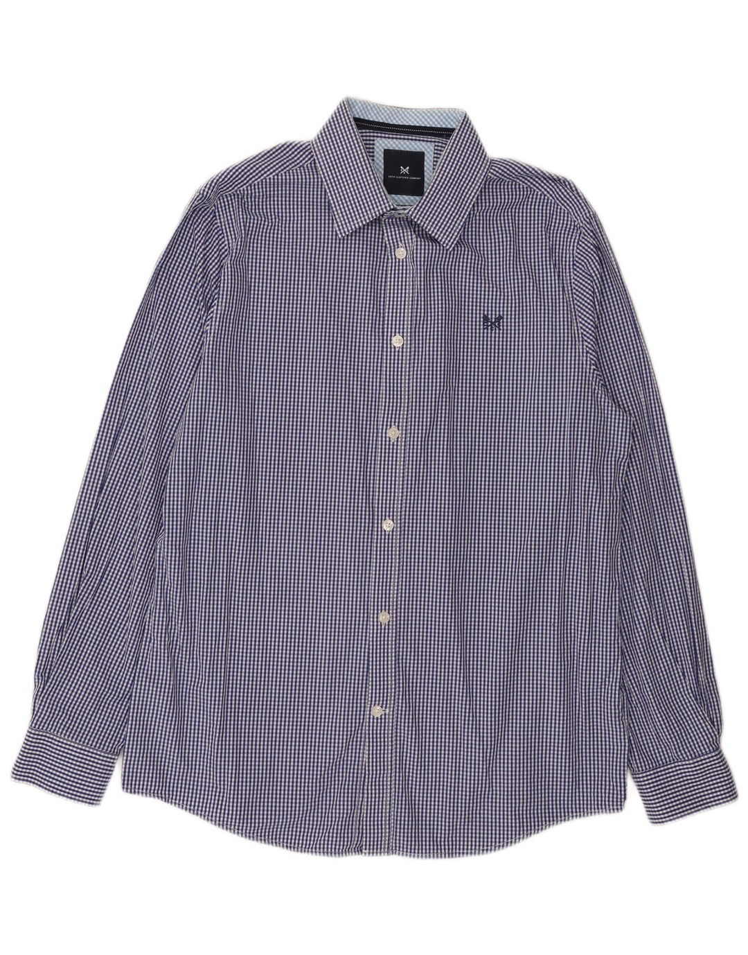 Crew Clothing Mens Classic Fit Shirt Medium Navy Blue Gingham Cotton