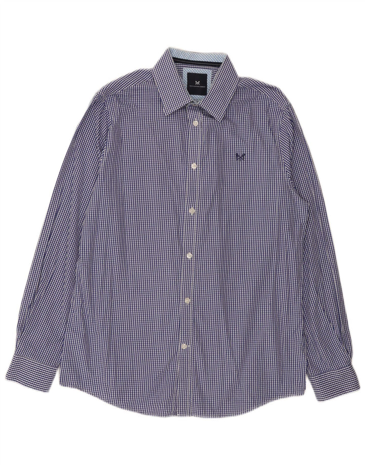 Crew Clothing Mens Classic Fit Shirt Medium Navy Blue Gingham Cotton