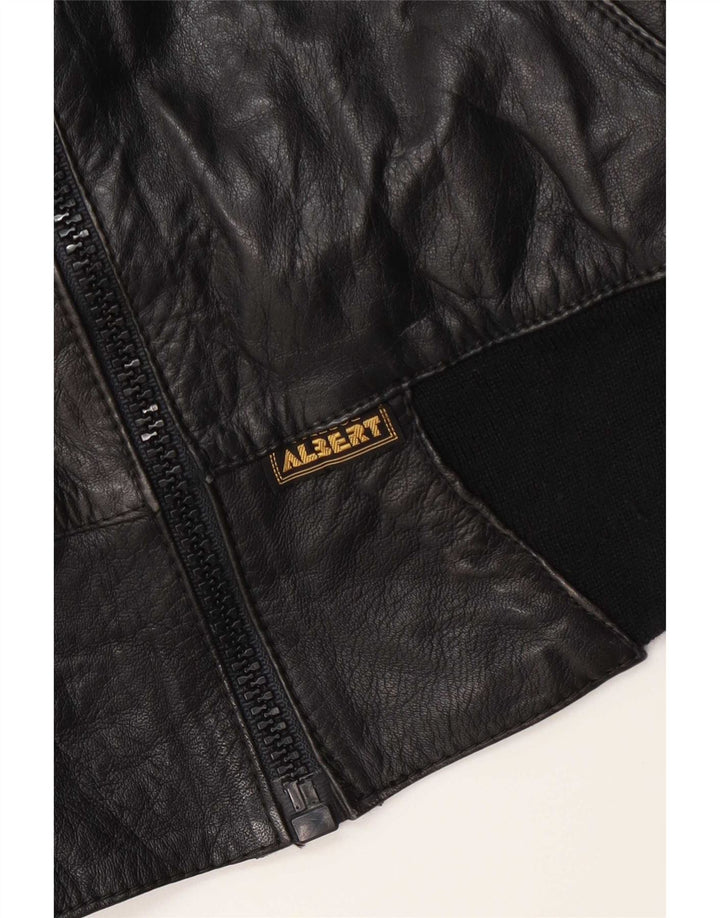 Albert Womens Bomber Leather Jacket UK 14 Medium Black