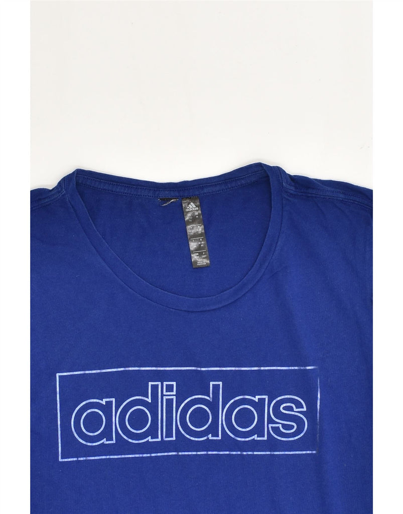 ADIDAS Womens Graphic T-Shirt Top UK 12 Medium Navy Blue Cotton | Vintage Adidas | Thrift | Second-Hand Adidas | Used Clothing | Messina Hembry 