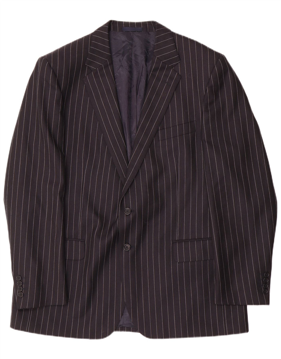 Aquascutum Mens 2 Button Blazer Jacket UK 48 3XL Navy Blue Pinstripe Wool