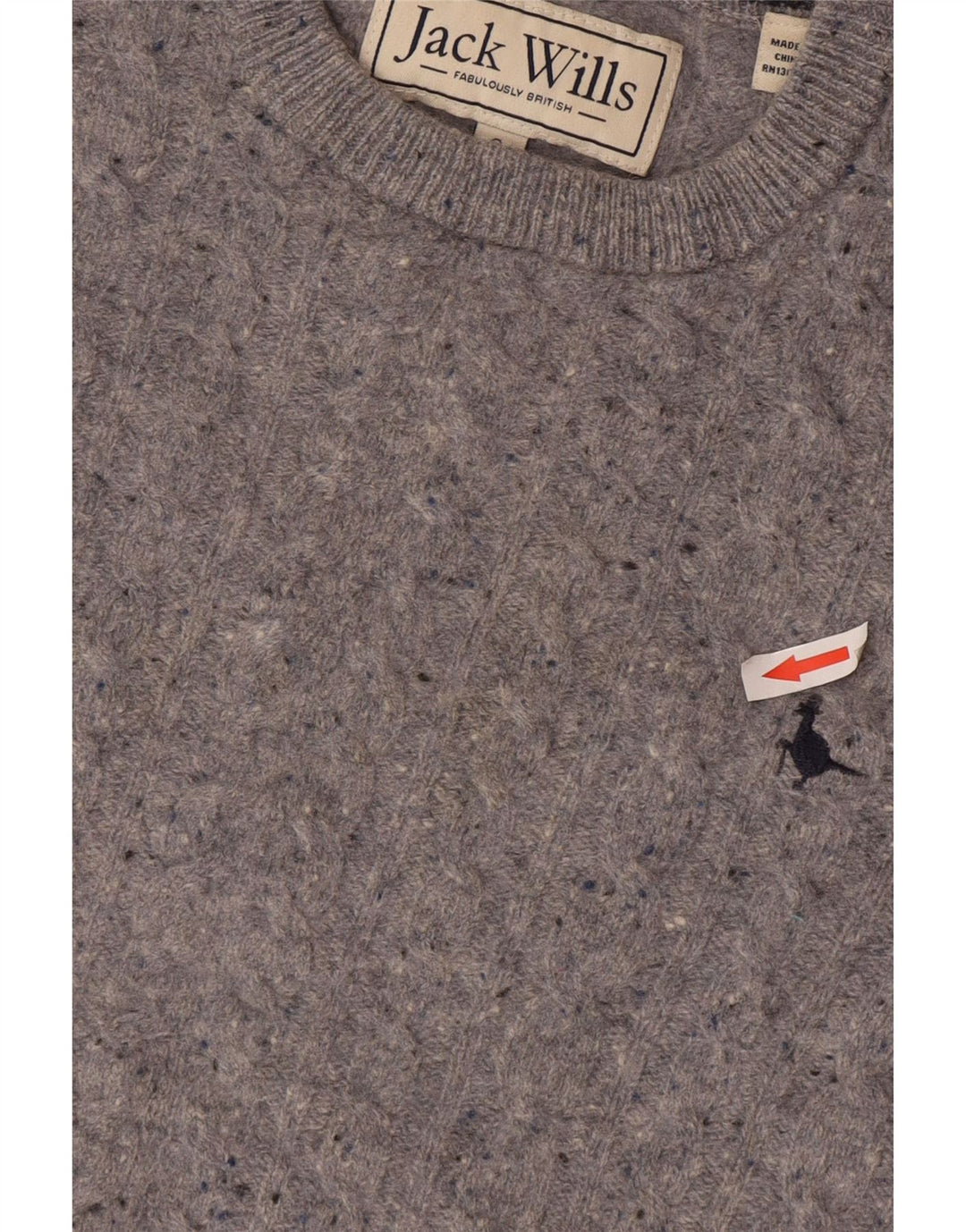 Jack Wills Mens Crew Neck Jumper Sweater Small Grey Flecked Wool
