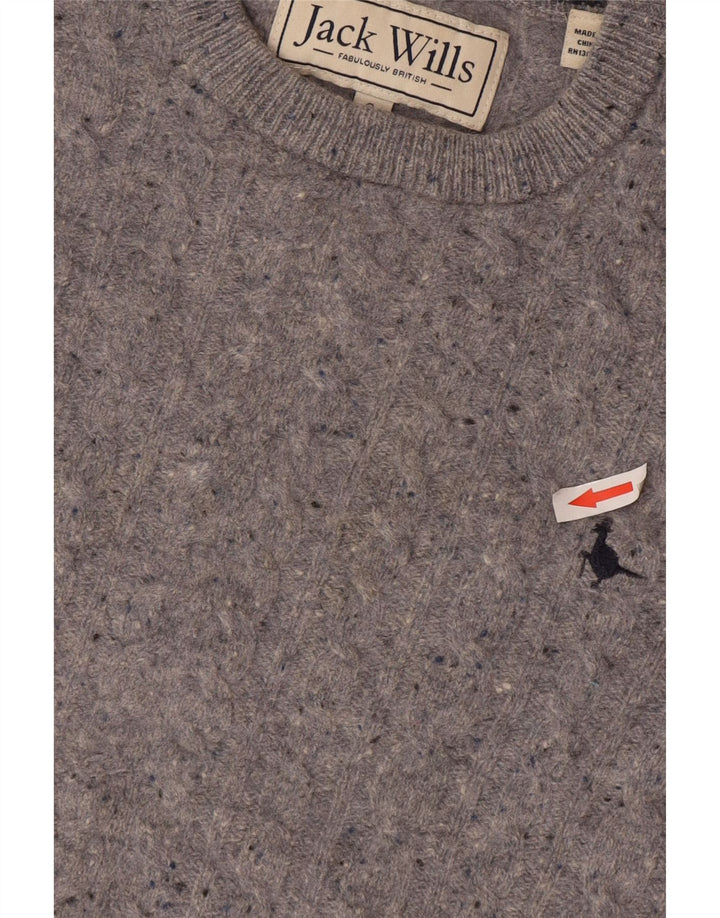 Jack Wills Mens Crew Neck Jumper Sweater Small Grey Flecked Wool