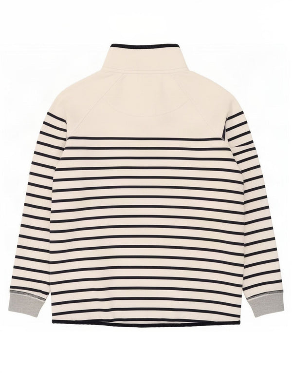 Crew Clothing Womens Zip Neck Sweatshirt Jumper UK 14 Large White Striped