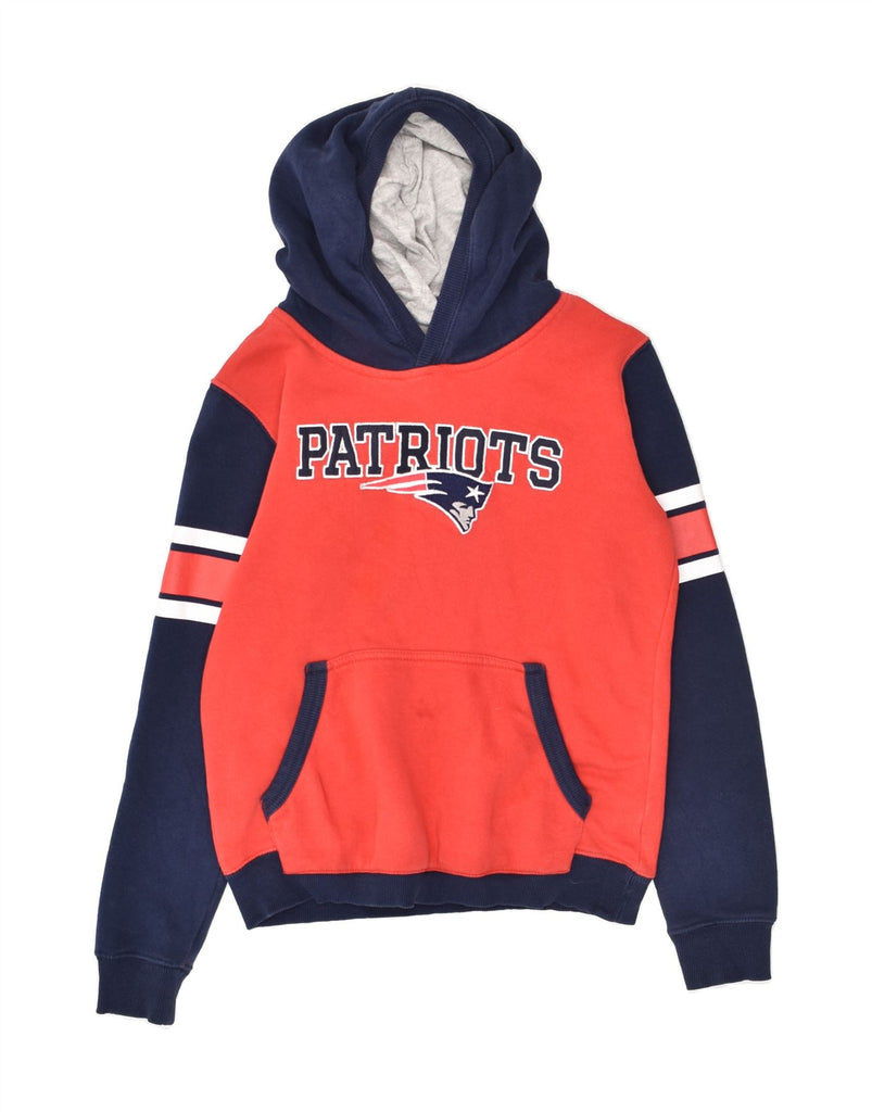 NFL Boys Patriots Graphic Hoodie Jumper 10-11 Years Medium Red Colourblock | Vintage NFL | Thrift | Second-Hand NFL | Used Clothing | Messina Hembry 