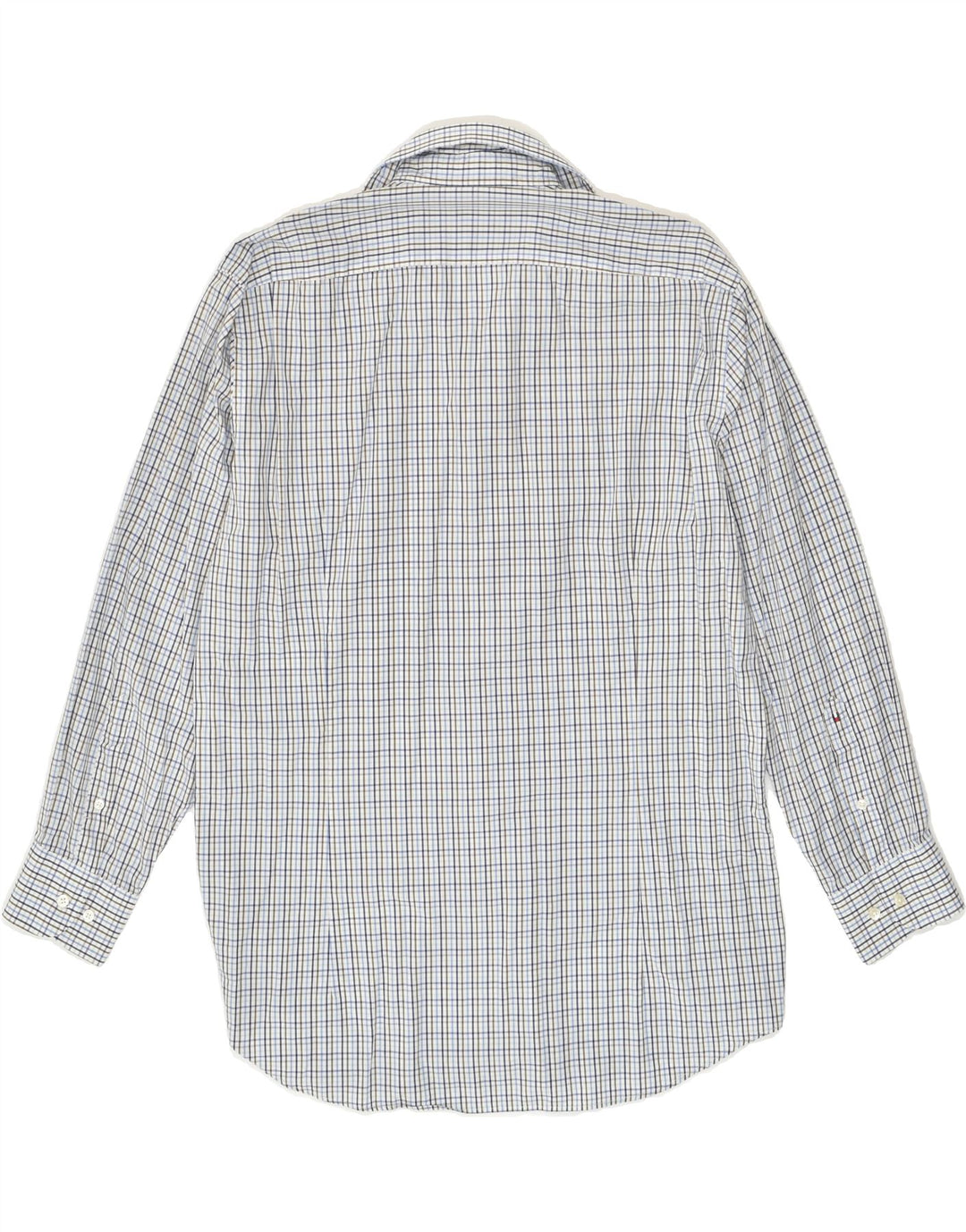 TOMMY HILFIGER Mens Fitted Shirt Size 16 41 Large Blue Check Cotton | Vintage Tommy Hilfiger | Thrift | Second-Hand Tommy Hilfiger | Used Clothing | Messina Hembry 