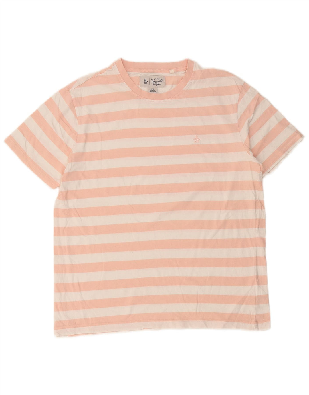 Penguin Mens T-Shirt Top Large Pink Striped Cotton