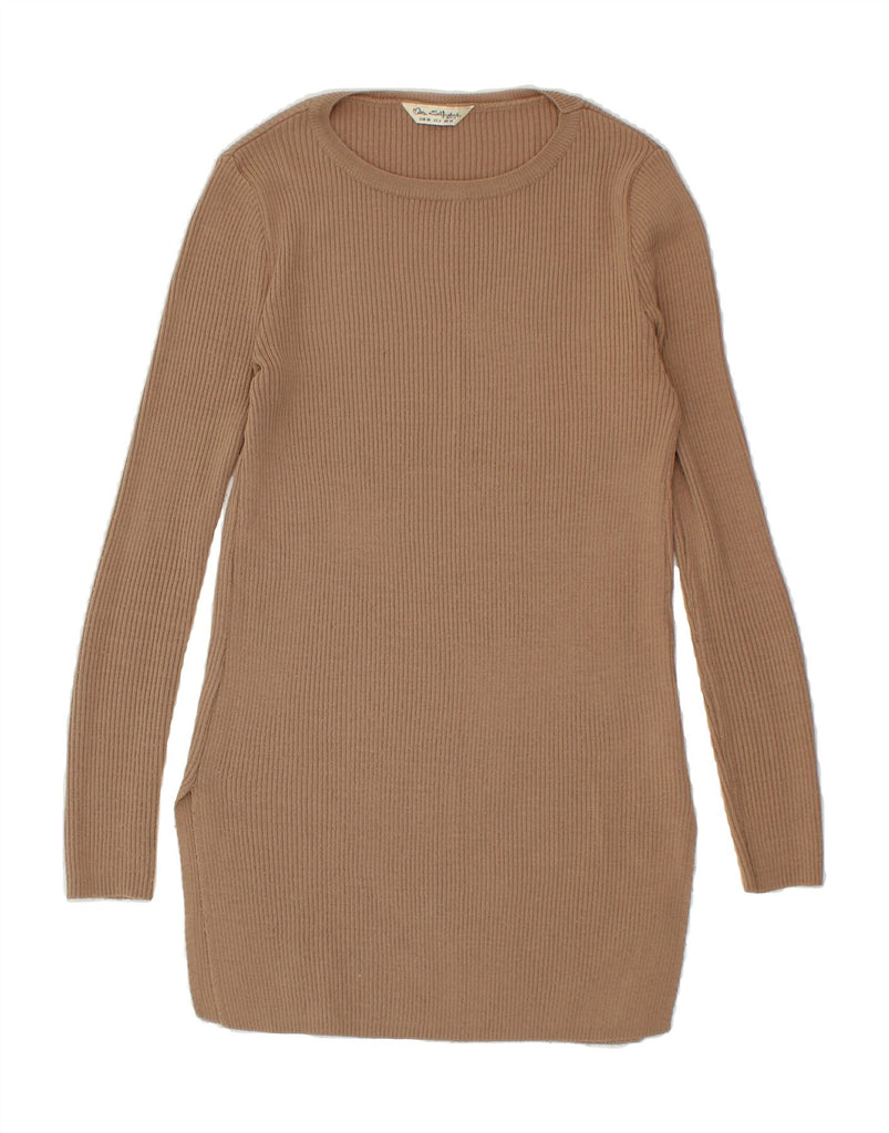 MISS SELFRIDGE Womens Long Sleeve Jumper Dress UK 10 Small Brown Acrylic Vintage Miss Selfridge and Second-Hand Miss Selfridge from Messina Hembry 