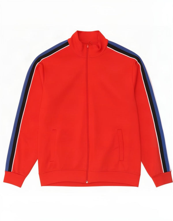 Zara Mens Tracksuit Top Jacket Large Red Colourblock Polyester