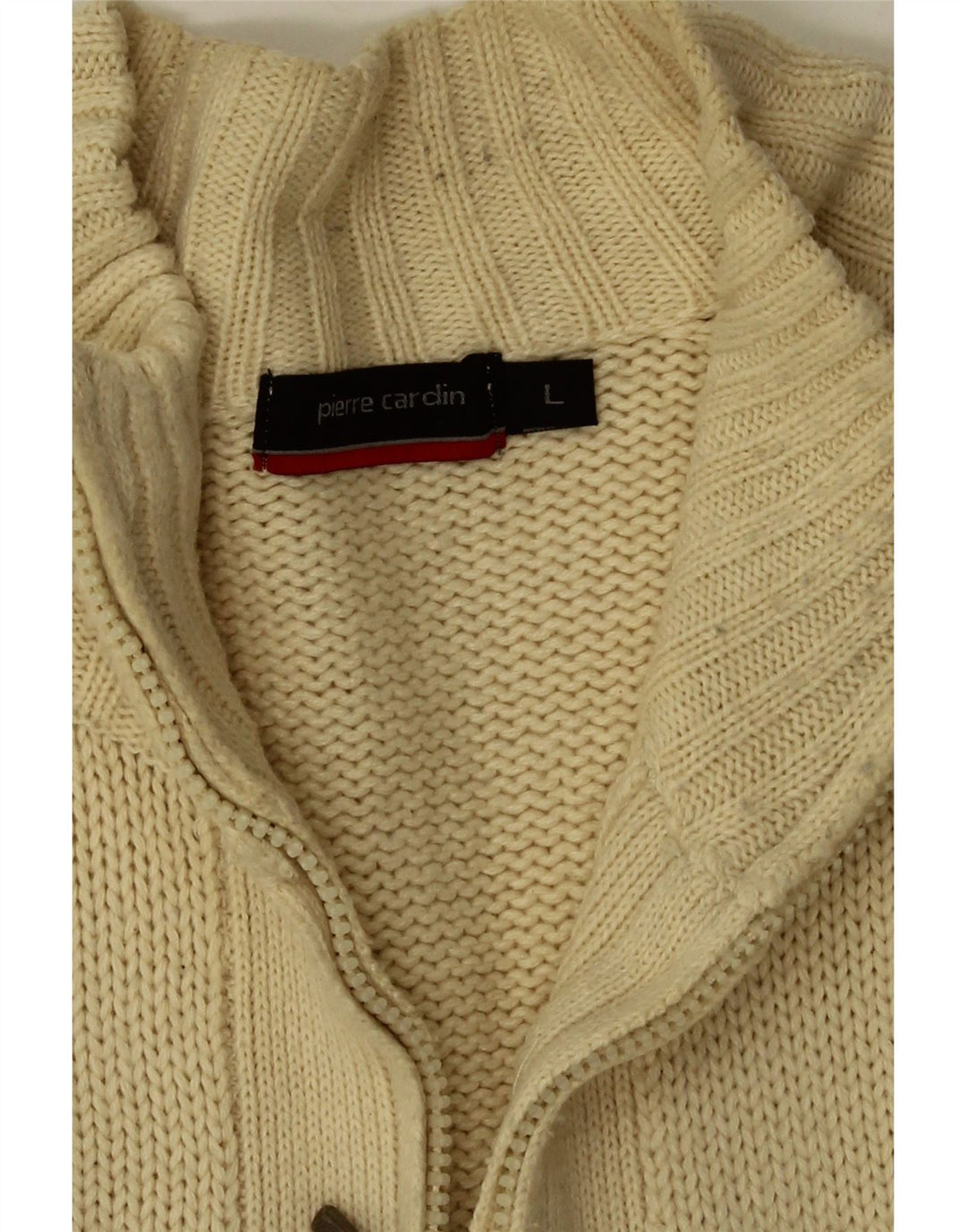 Pierre Cardin Mens Cardigan Sweater Large Beige Acrylic
