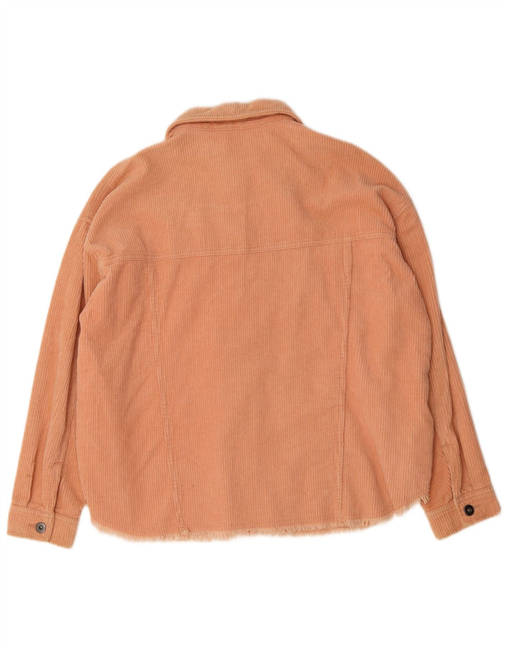 Zara Womens Oversized Overshirt Corduroy Shirt UK 14 Medium Orange Cotton