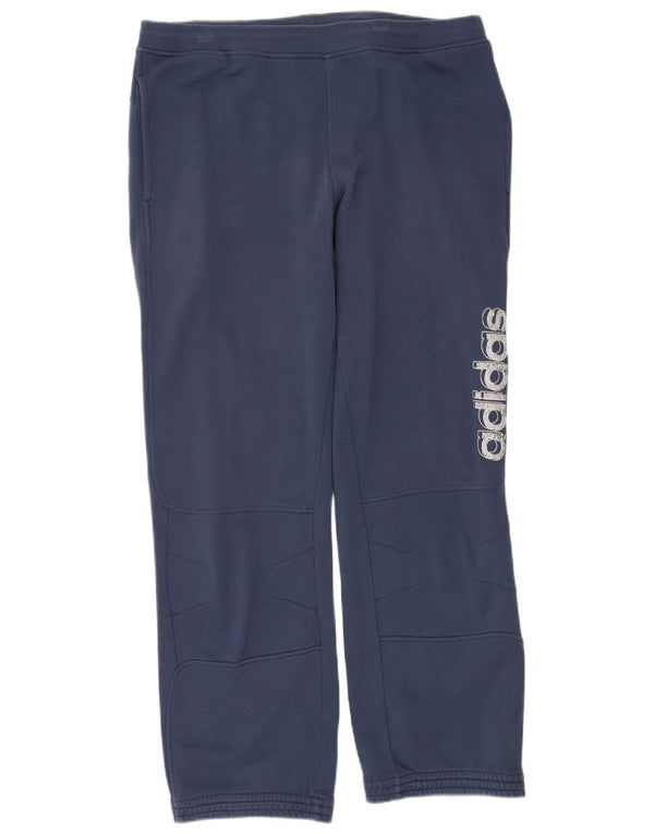 Adidas Mens Graphic Tracksuit Trousers Joggers Large Navy Blue Cotton