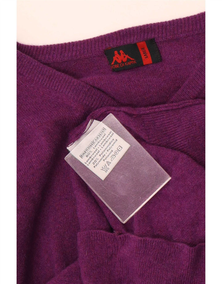 Kappa Womens V-Neck Jumper Sweater UK 16 Large Purple Wool