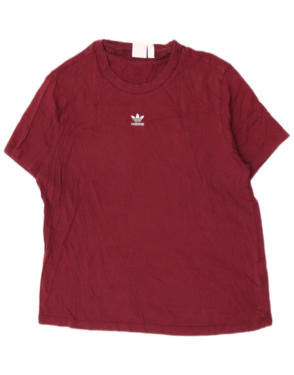 Adidas Womens T-Shirt Top UK 12 Medium Burgundy Cotton