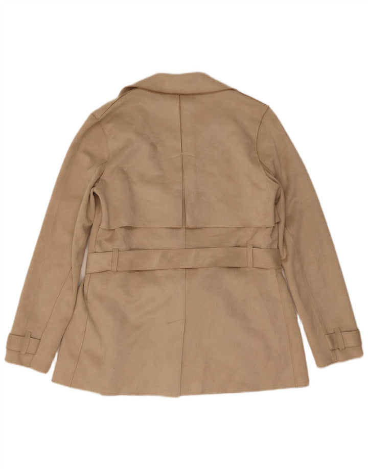 Zara Womens Trench Coat UK 6 XS Beige Polyester
