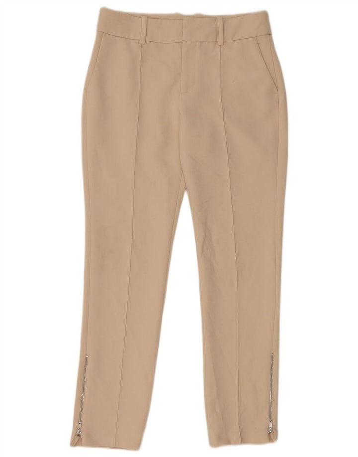 Zara Womens Slim Fit Chino Trousers XS Beige Polyester