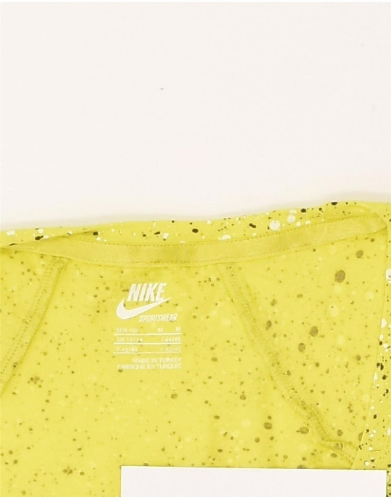 NIKE Womens T-Shirt Top UK 12/14 Medium Yellow Spotted | Vintage Nike | Thrift | Second-Hand Nike | Used Clothing | Messina Hembry 