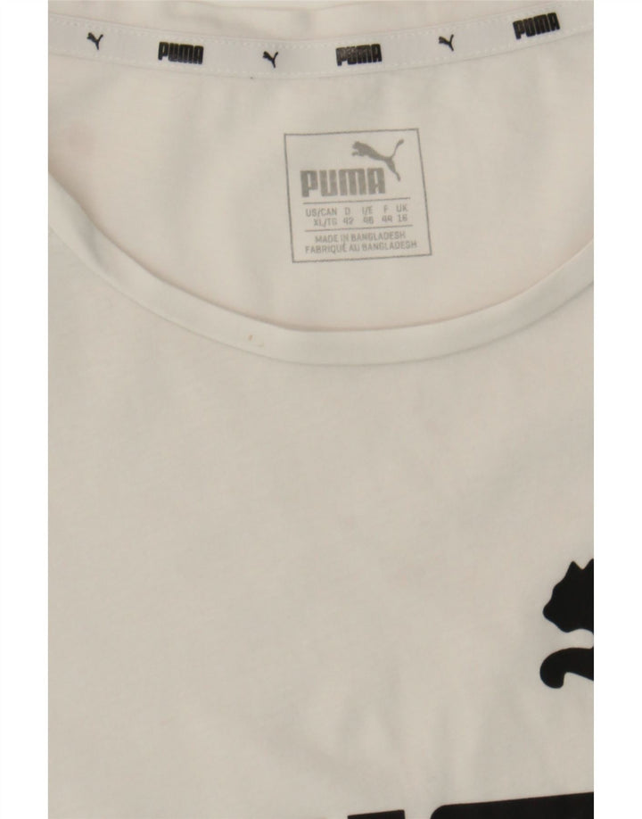 PUMA Womens Graphic T-Shirt Top UK 16 Large  White Vintage Puma and Second-Hand Puma from Messina Hembry 