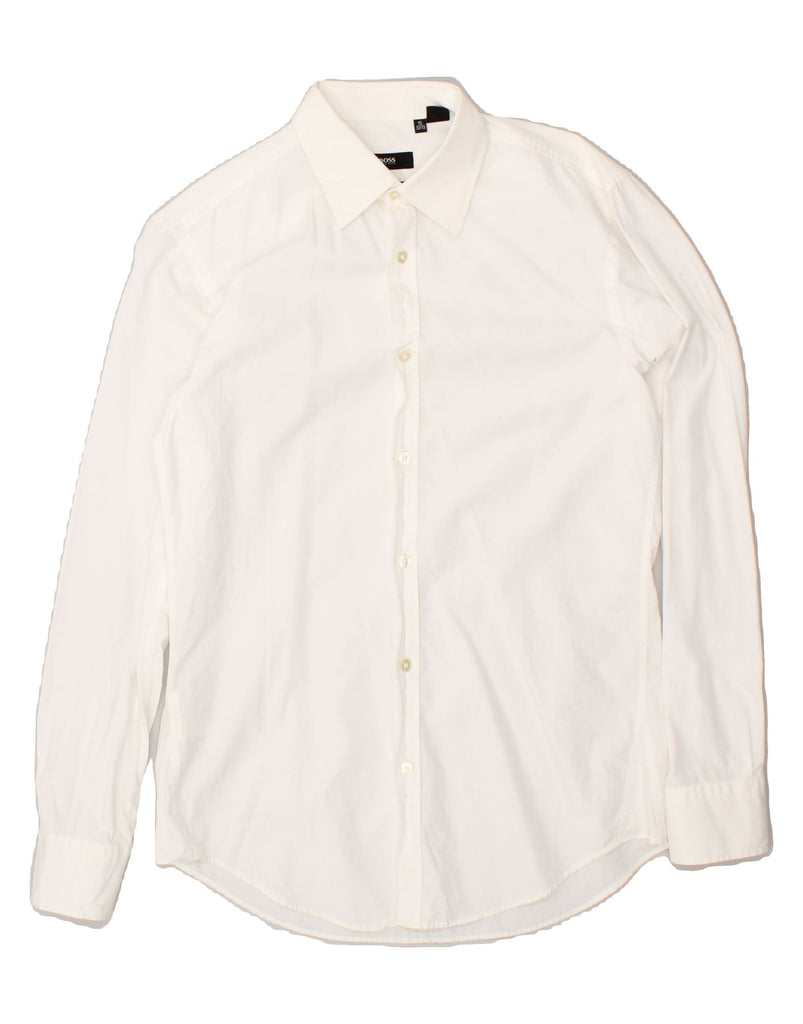 HUGO BOSS Mens Slim Fit Shirt Size 15 Medium White Cotton | Vintage Hugo Boss | Thrift | Second-Hand Hugo Boss | Used Clothing | Messina Hembry 