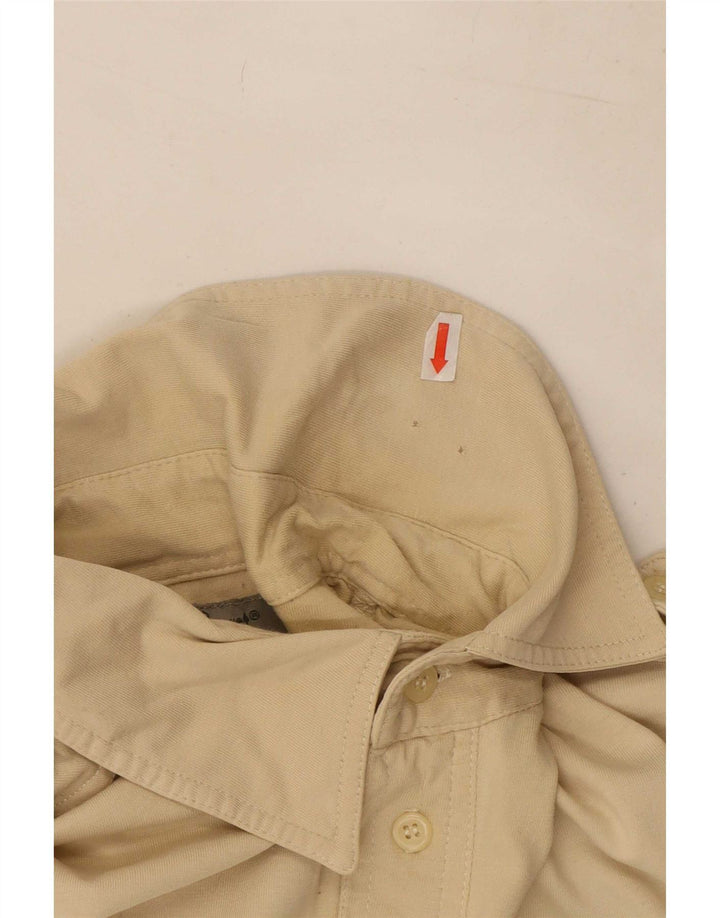 Vintage Mens Short Sleeve Military Pullover Shirt Large Beige