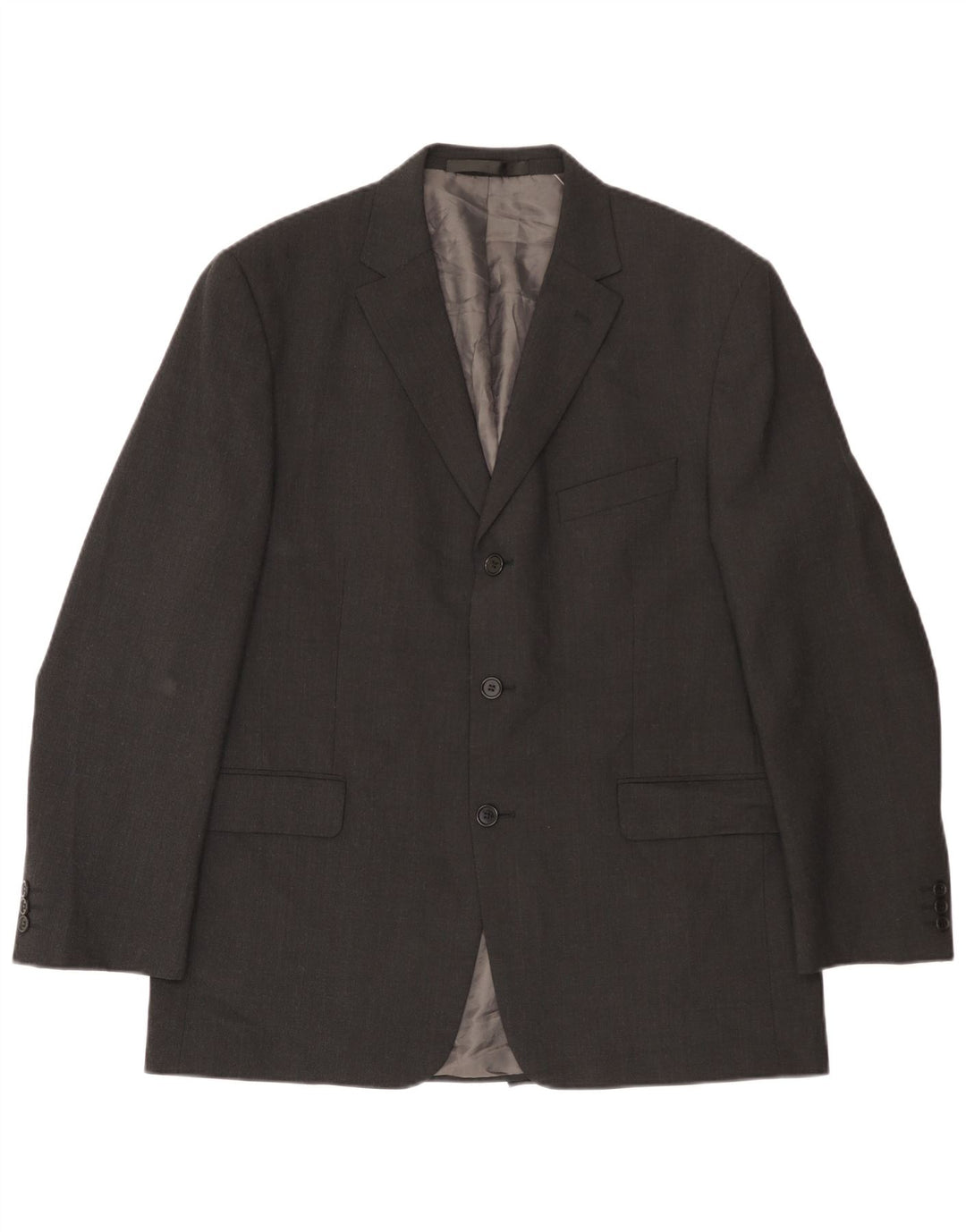 Marks & Spencer Mens 3 Button Blazer Jacket UK 42 Large Grey Polyester
