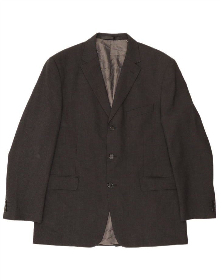 Marks & Spencer Mens 3 Button Blazer Jacket UK 42 Large Grey Polyester