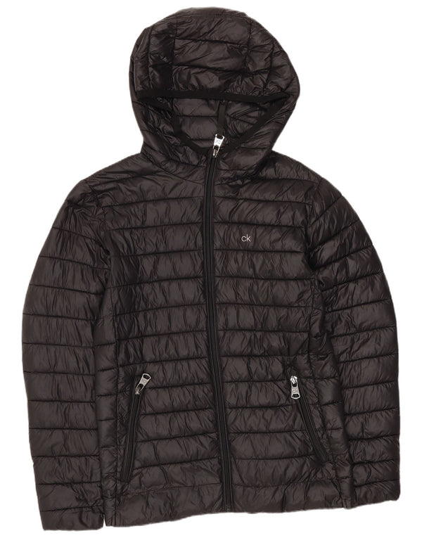 Calvin Klein Womens Oversized Hooded Padded Jacket UK 6 XS Black Nylon