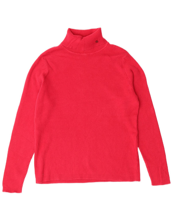 RALPH LAUREN Womens Roll Neck Jumper Sweater UK 16 Large Pink Cotton