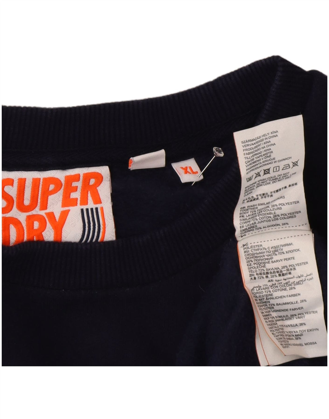 Superdry Mens Graphic Sweatshirt Jumper XL Navy Blue Cotton