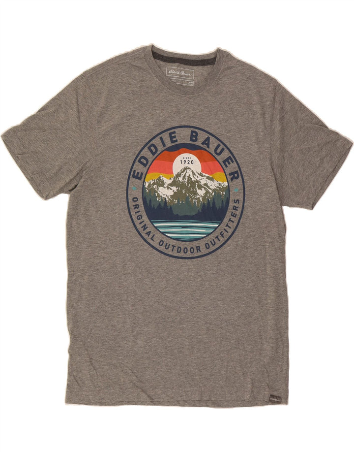 EDDIE BAUER Mens Graphic T-Shirt Top Medium Grey Polyester Vintage Eddie Bauer and Second-Hand Eddie Bauer from Messina Hembry 