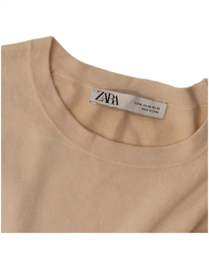 Zara Womens Boat Neck Jumper Sweater UK 12 Medium Beige