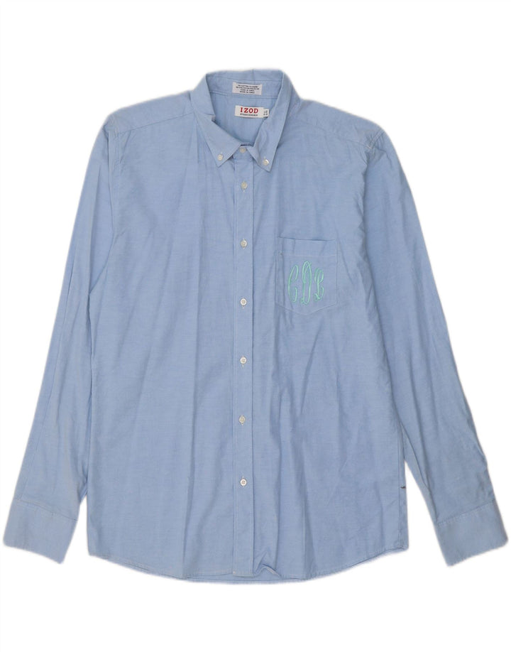 IZOD Mens Shirt Size 38/39 Large Blue Cotton Vintage Izod and Second-Hand Izod from Messina Hembry 