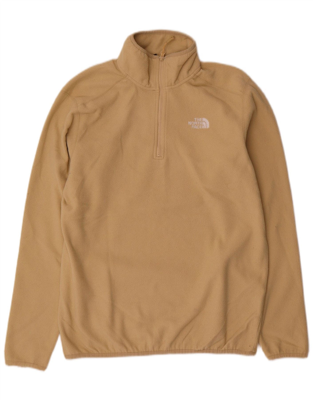 The North Face Mens Zip Neck Fleece Jumper Medium Beige Polyester