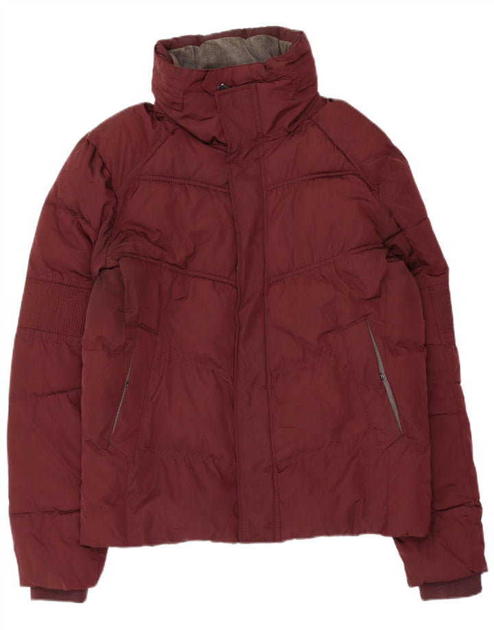 Zara Mens Padded Jacket UK 38 Medium Maroon Polyester