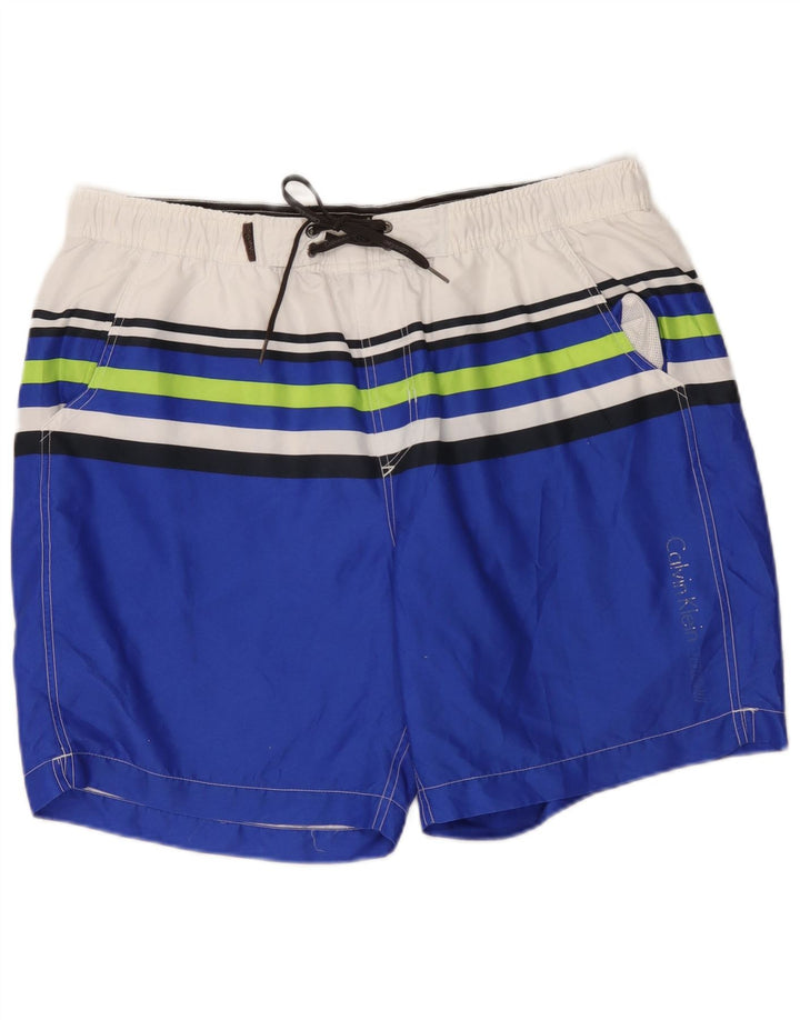 Calvin Klein Mens Swimming Shorts XL  Blue Colourblock Polyester