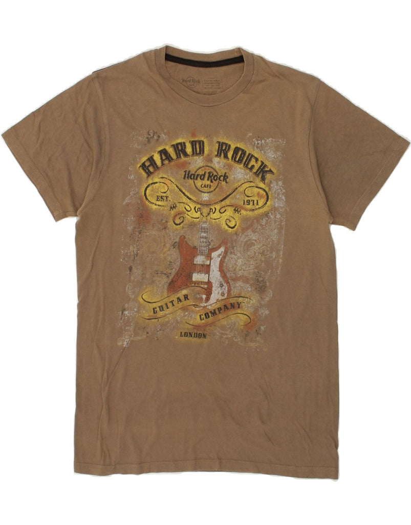 HARD ROCK CAFE Mens London Graphic T-Shirt Top Small Khaki Cotton | Vintage Hard Rock Cafe | Thrift | Second-Hand Hard Rock Cafe | Used Clothing | Messina Hembry 