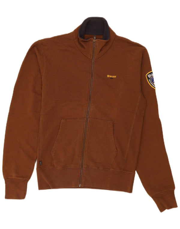 Blauer Mens Graphic Tracksuit Top Jacket Small Brown Cotton