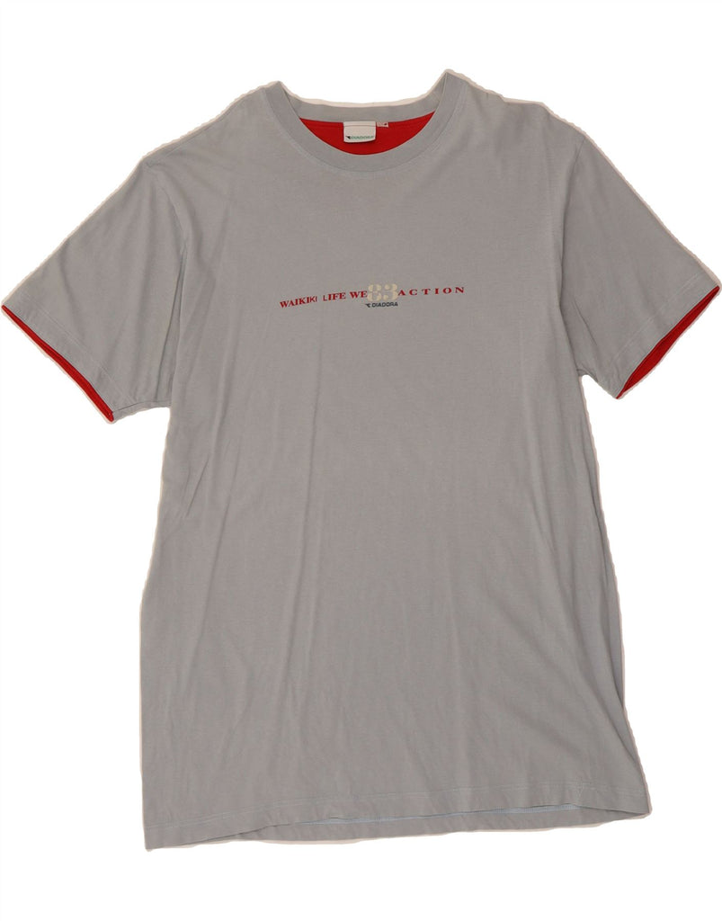 DIADORA Mens Graphic T-Shirt Top Large Grey Vintage Diadora and Second-Hand Diadora from Messina Hembry 
