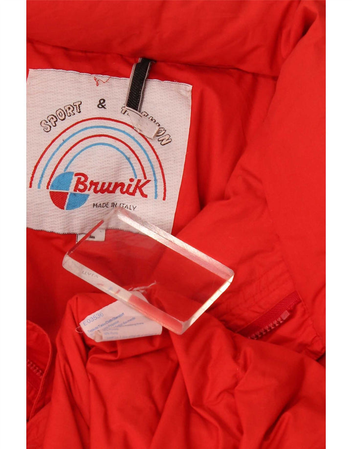 Brunik Mens Hooded Loose Fit Padded Jacket UK 40 Large Red Polyester