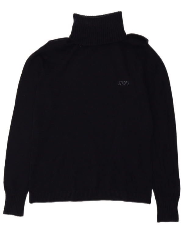Armani Jeans Womens Military Roll Neck Jumper Sweater EU 44 XL Navy Blue
