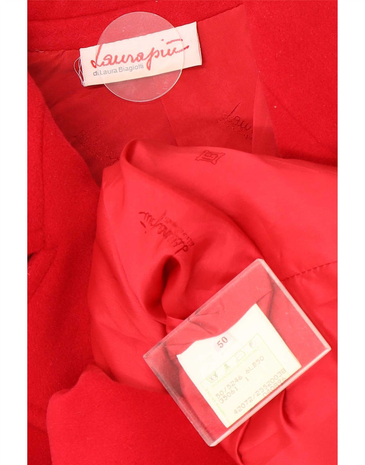 Laura Biagiotti Womens Oversized Double Breasted Coat IT 50 XL Red Wool