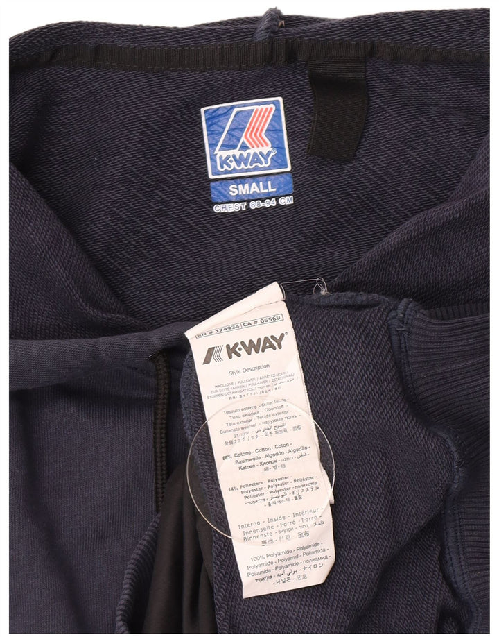 K-Way Mens Hoodie Jumper Small Navy Blue Cotton