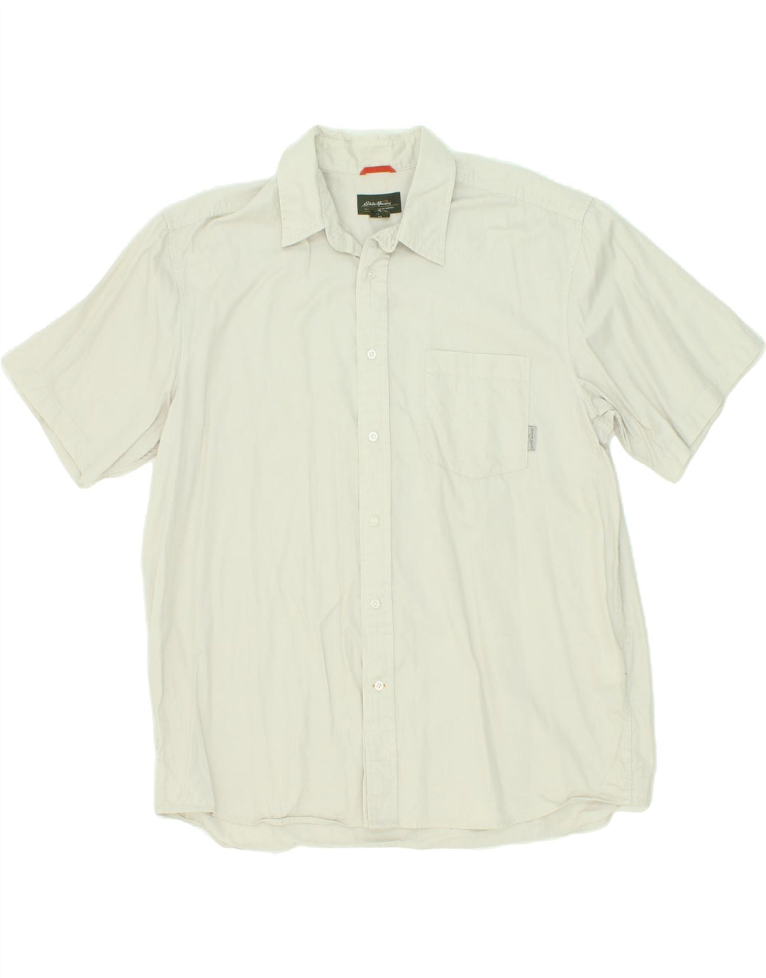 EDDIE BAUER Mens Short Sleeve Shirt XL Grey Cotton Vintage Eddie Bauer and Second-Hand Eddie Bauer from Messina Hembry 