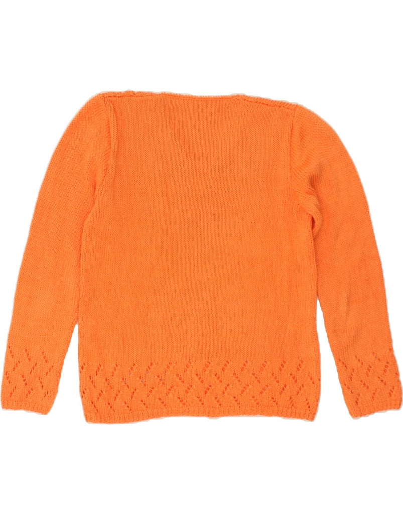 VINTAGE Womens V-Neck Jumper Sweater UK 14 Medium Orange | Vintage Vintage | Thrift | Second-Hand Vintage | Used Clothing | Messina Hembry 