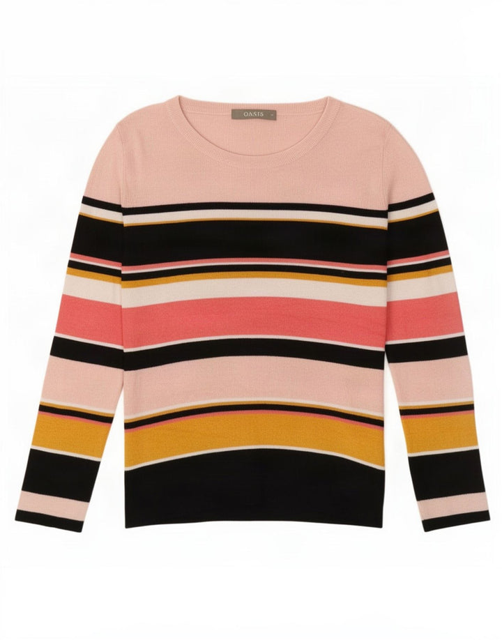 Oasis Womens Boat Neck Jumper Sweater UK 12 Medium Multicoloured Striped