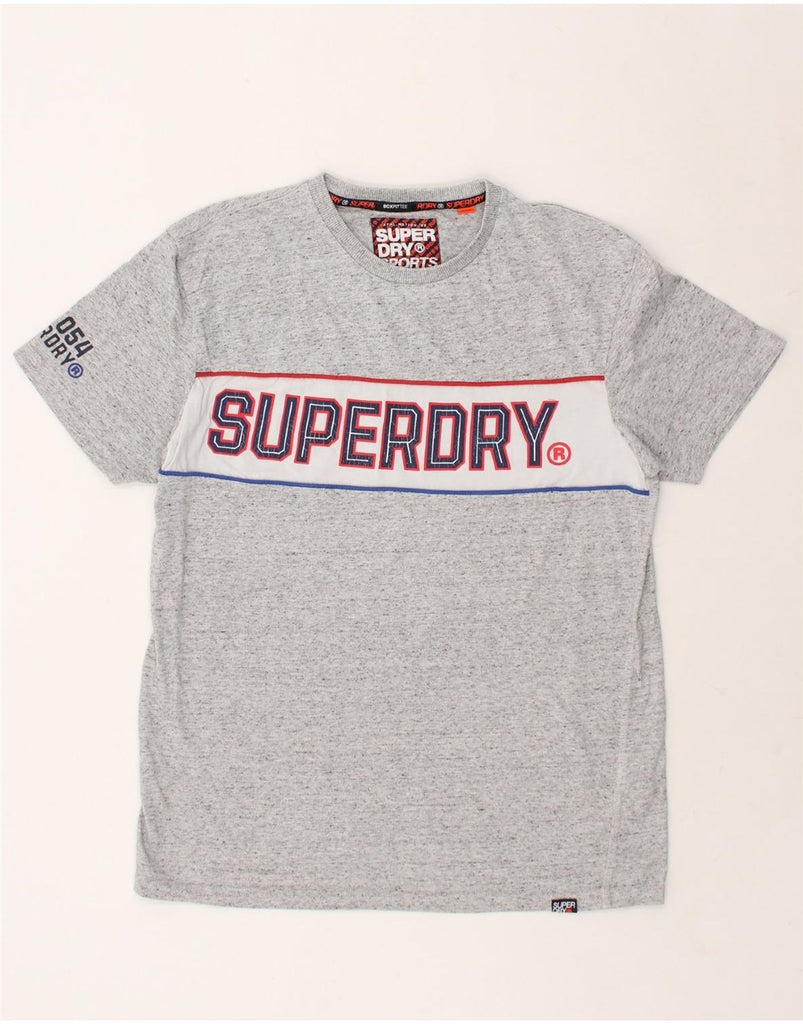 SUPERDRY Mens Graphic T-Shirt Top Medium Grey Flecked Cotton | Vintage Superdry | Thrift | Second-Hand Superdry | Used Clothing | Messina Hembry 