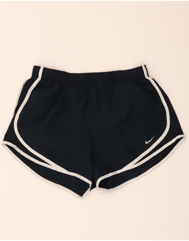NIKE Womens Dri Fit Sport Shorts UK 14 Medium  Navy Blue Polyester