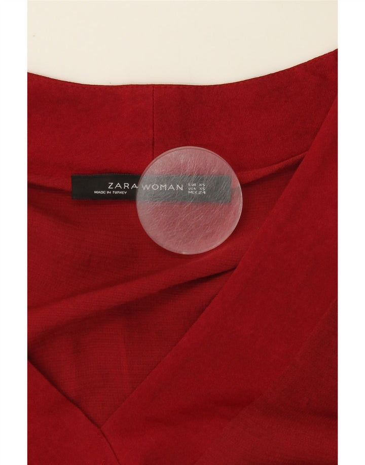 ZARA Womens Top 3/4 Sleeve UK 6 XS Red